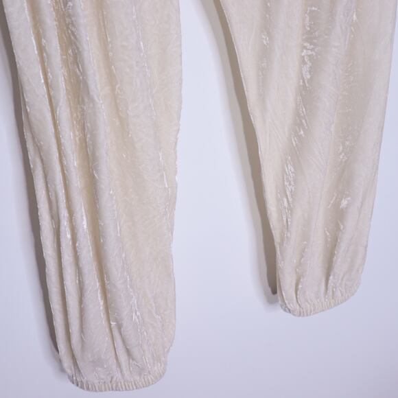 FORTE_FORTE Crush Velvet Joggers Ivory Pull On Relaxed Fit Women's 0/ US 0-2 - Picture 6 of 8